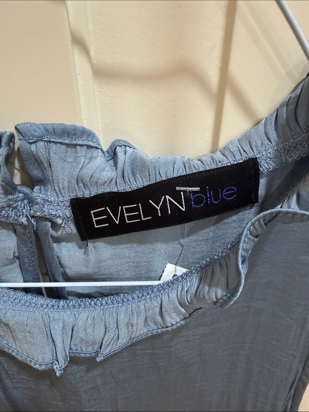 Sleeveless Ruffle-Neck Blouse in Slate Blue - Picture 2 of 3